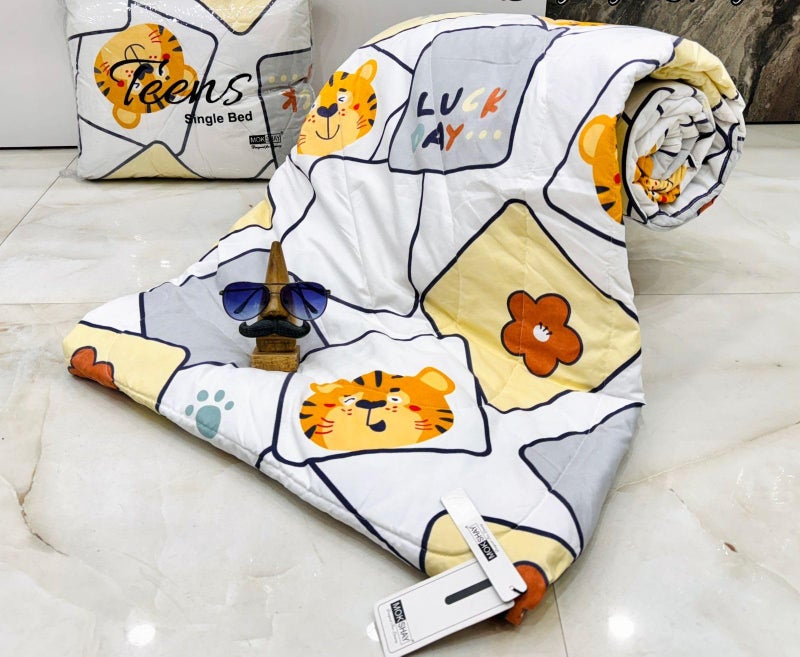 KitchDeco Kitch Deco™ Glace Cotton Reversible Babies Single Bed & Kids Comforter/Dohar/Quilt, 200 GSM (60x90 Inches) (Lion Luck Day) - Image 1