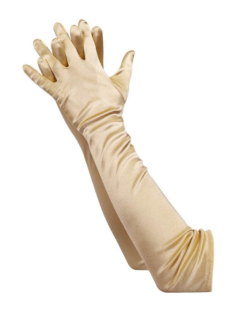 Excefore - Satin Opera Gloves Long Elbow Satin Gloves Set 21" Stretchy 1920s Opera Gloves Evening Party Dance Gloves for Women - Image 1
