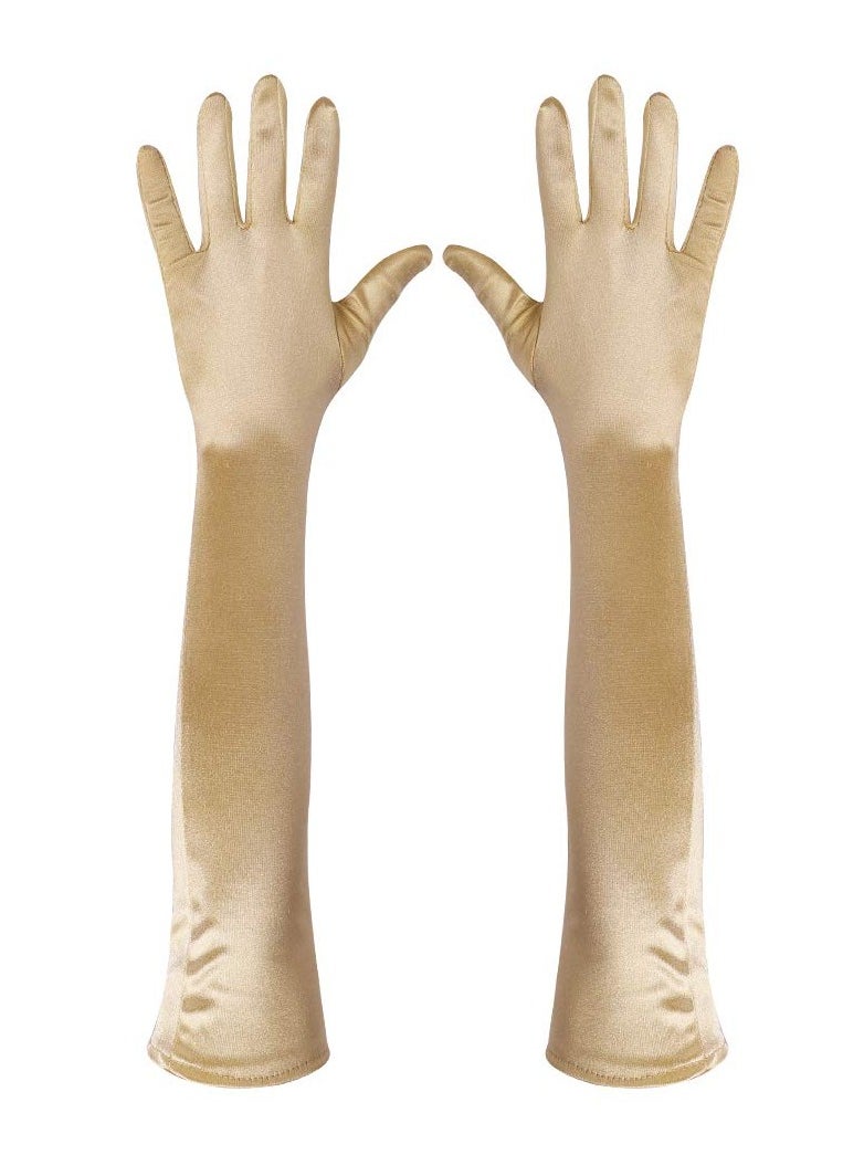 Excefore - Satin Opera Gloves Long Elbow Satin Gloves Set 21" Stretchy 1920s Opera Gloves Evening Party Dance Gloves for Women - Image 1