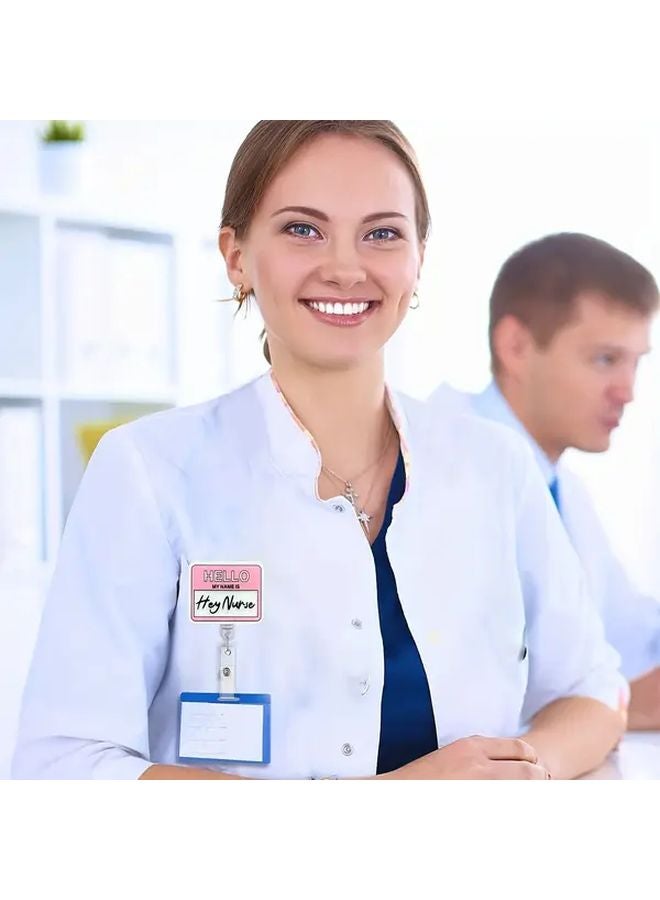 نمط 1 حامل شارة ممرضة أكريليك مضحك حامل بكرة شارة قابل للسحب مشبك هوية للمكتب الطبي - Image 3