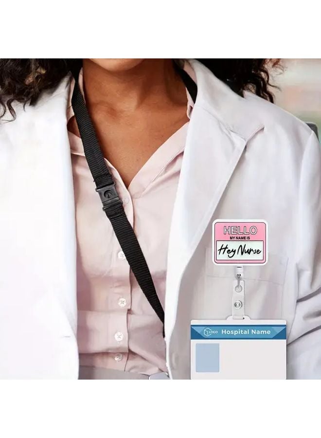 نمط 1 حامل شارة ممرضة أكريليك مضحك حامل بكرة شارة قابل للسحب مشبك هوية للمكتب الطبي - Image 5