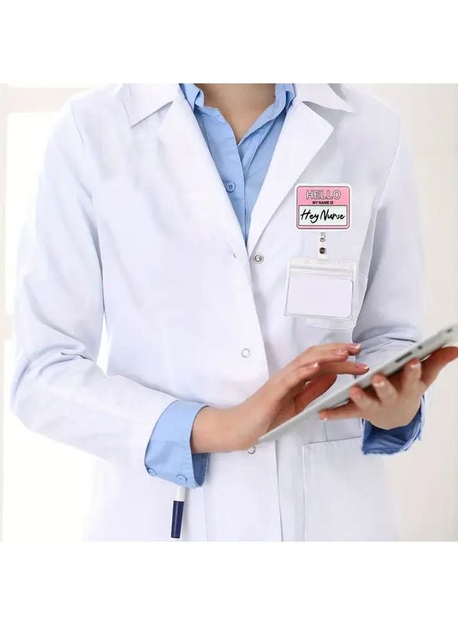 نمط 1 حامل شارة ممرضة أكريليك مضحك حامل بكرة شارة قابل للسحب مشبك هوية للمكتب الطبي - Image 4