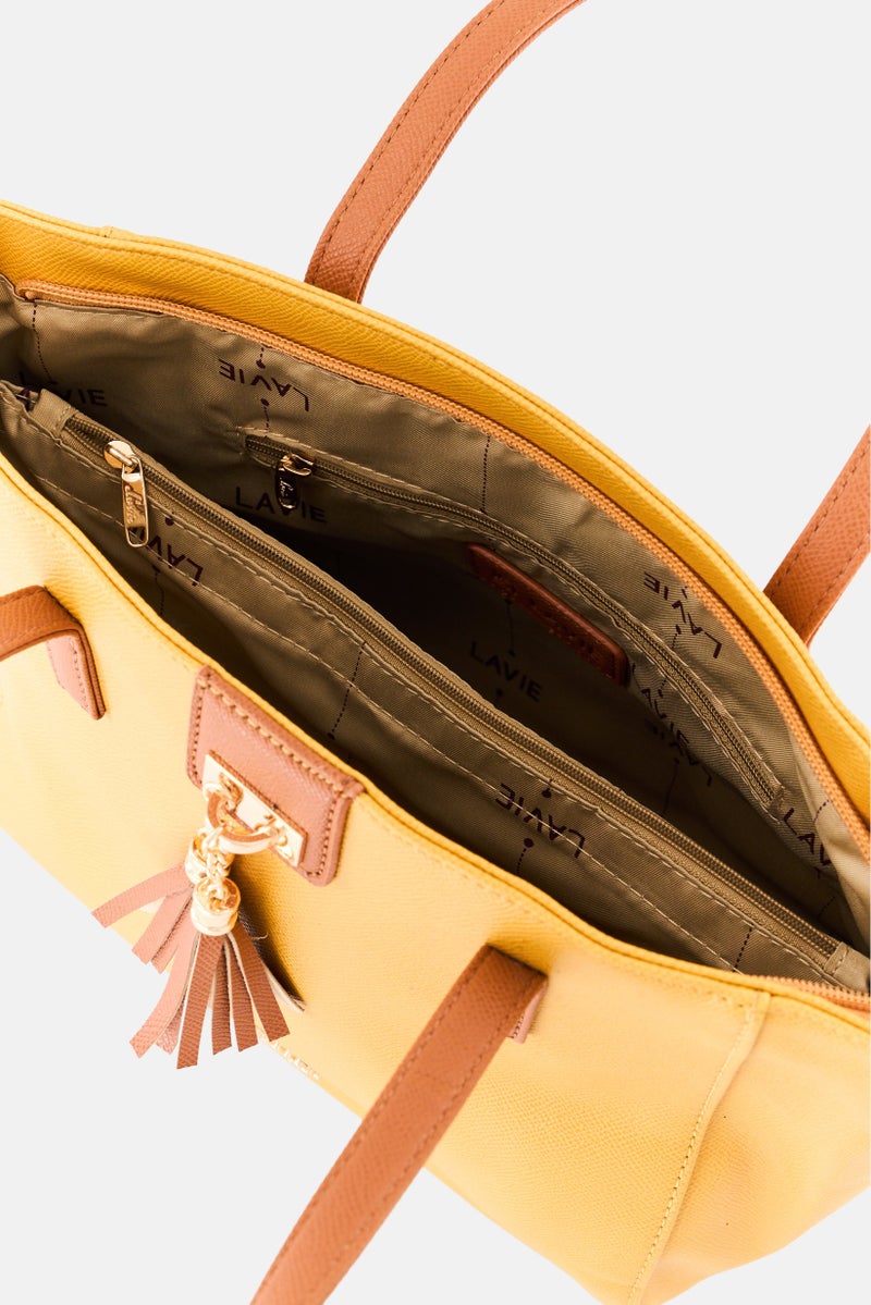 Lavie Women Brand Logo Hilite Betty Tote Bag, Ocher Yellow - Image 3