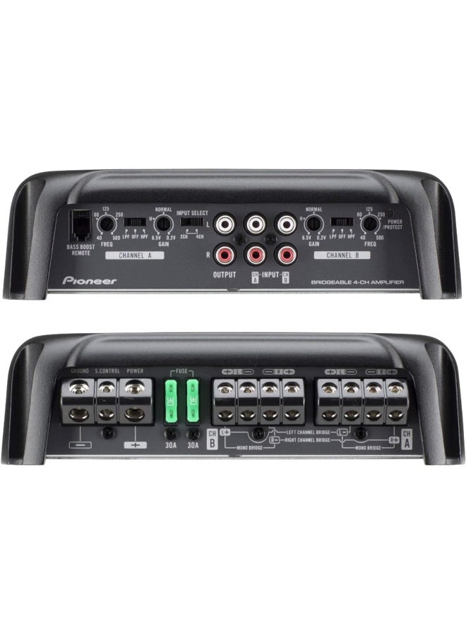 بايونير GM-D9704 مضخم صوت سيارة 1600 واط 4 قنوات Class-D | قدرة RMS ‏130 واط ×4 عند 4 أوم و200 واط ×4 عند 2 أوم | أمبليفاير احترافي مع تعزيز البيس - Image 3