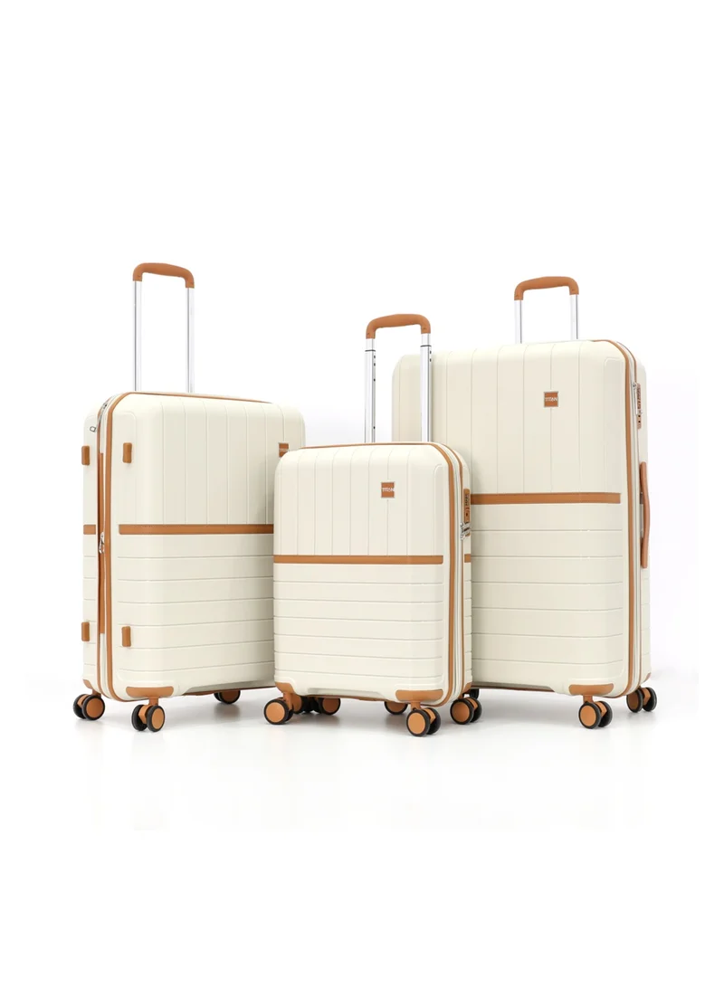 تيتان TITAN Double Spinner Luggage with Digital Lock for All Tastes L 28-M 24-S 20 White