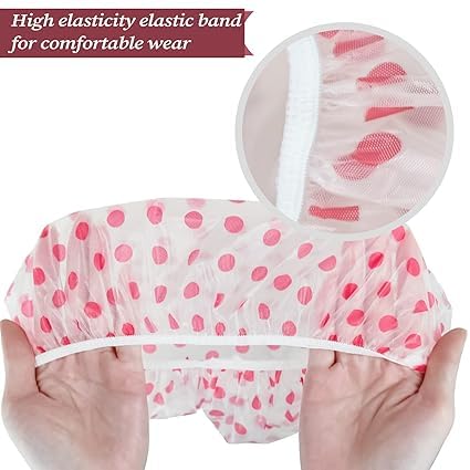 ZINZA 3PCS Shower Caps Disposable and Reusable Waterproof Caps for Women - Waterproof and Convenient for Travel (Multi) - Image 5