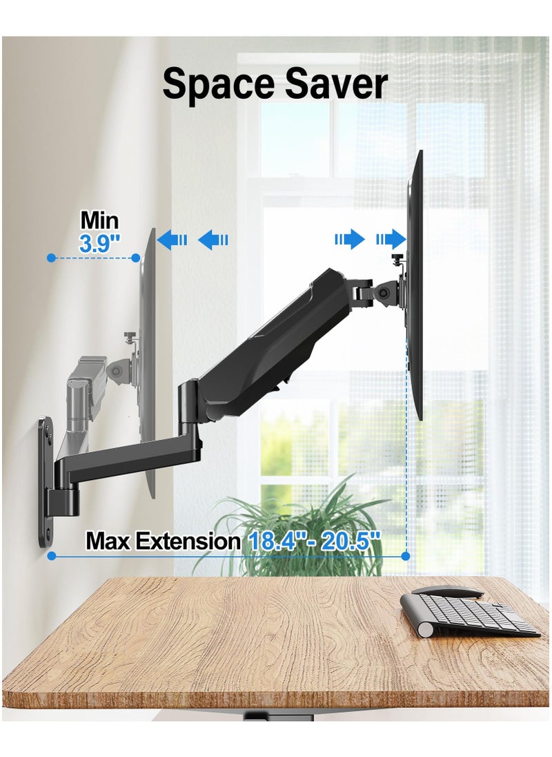 XiuWoo - Monitor Wall Mount for 17-35 Inch Computer Screen, Gas Spring Single Monitor Arm with VESA Extension Kit for VESA 75x75, 100x100, 100x200, 200x100, 200x200, Support 4.4-26.5lbs Display, Black - Image 1