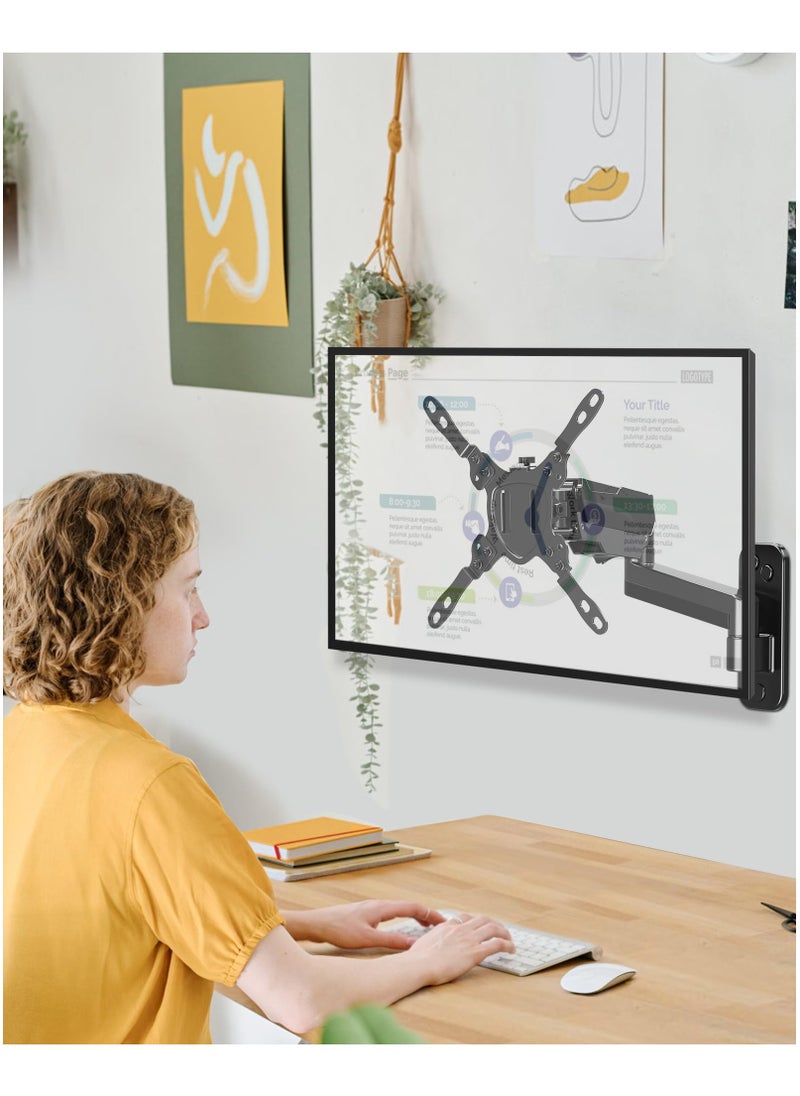 XiuWoo - Monitor Wall Mount for 17-35 Inch Computer Screen, Gas Spring Single Monitor Arm with VESA Extension Kit for VESA 75x75, 100x100, 100x200, 200x100, 200x200, Support 4.4-26.5lbs Display, Black - Image 1
