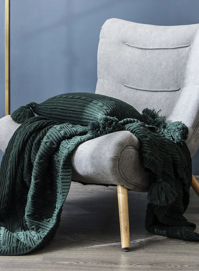 AURORA Knitted Pom Pom Blanket 130 X 160Cm
