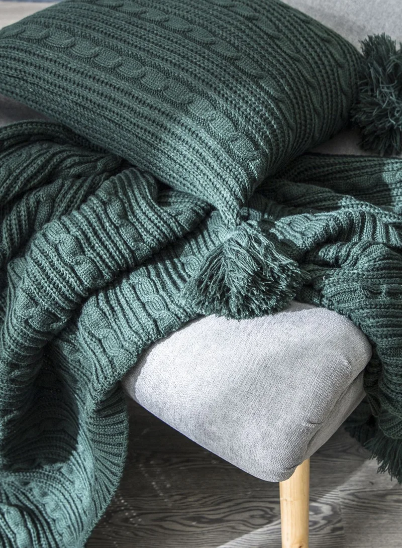 AURORA Knitted Pom Pom Blanket 130 X 160Cm