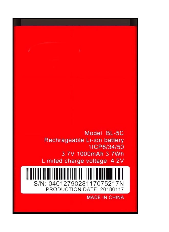 Generic - Mobile Battery for BL-5C 1000mAh Lithium Ion Battery Red - Image 1