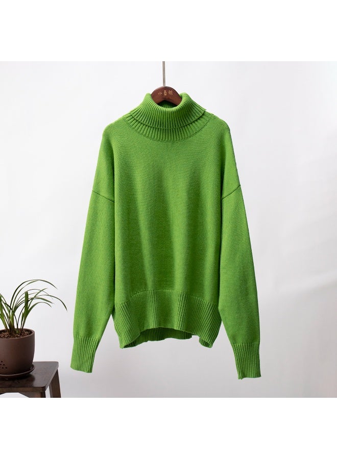 NIBEMINENT Autumn and Winter  Thick Sweater Women High Neck Pullover Sweater Warm Loose Knitted Base Sweater - Image 1