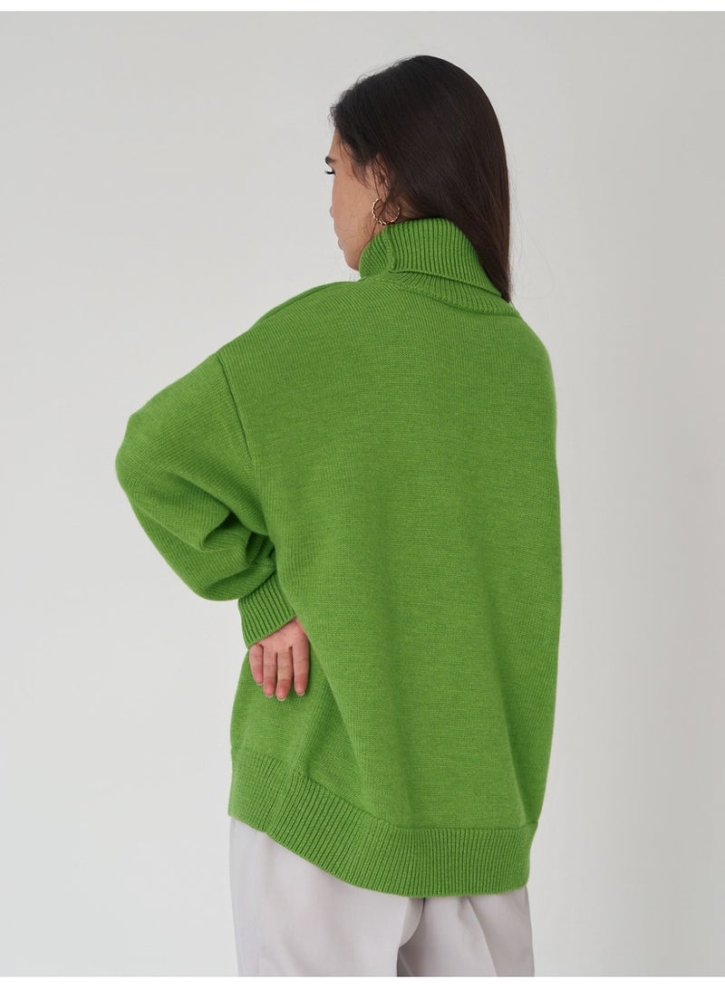 NIBEMINENT Autumn and Winter  Thick Sweater Women High Neck Pullover Sweater Warm Loose Knitted Base Sweater - Image 3