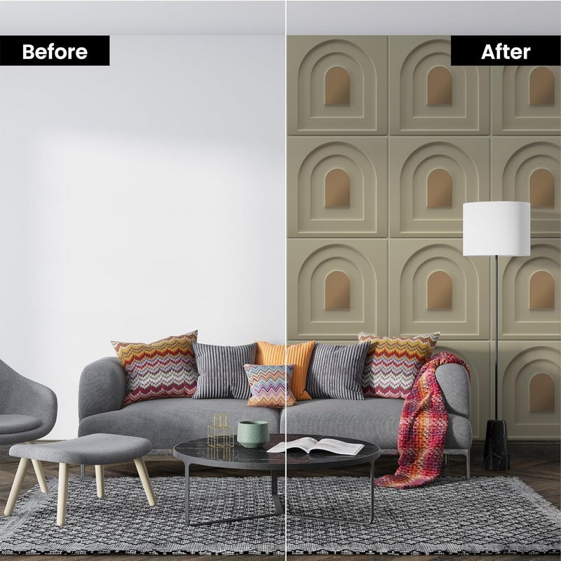 ELEVATE INTERIOR ألواح جدارية ثلاثية الأبعاد - لون ذيل أبيض، غير لاصقة ذاتياً 20x20 بوصة | بلاط جدران من الأكريليك النحاسي PVC للمنزل، المكتب والمطعم | عبوة من 12، تغطي 32.4 قدم مربع. - Image 2