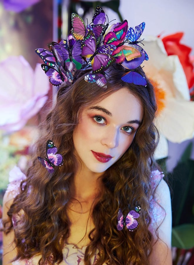 Coucoland Butterfly Fascinator Hat Monarch Butterfly Headband Crown Tea Party Halloween Costume Headpiece - Image 4