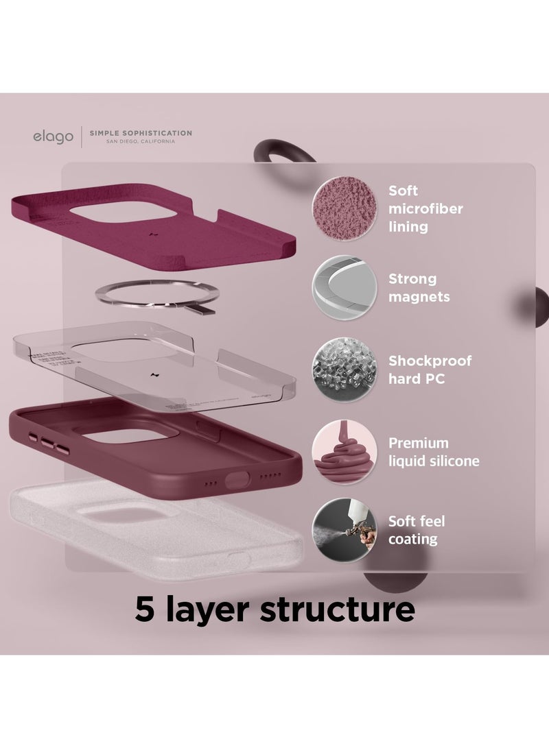 elago Magnetic Liquid Silicone for iPhone 15 PRO case cover compatible with MagSafe Shockproof - Burgundy - Image 2