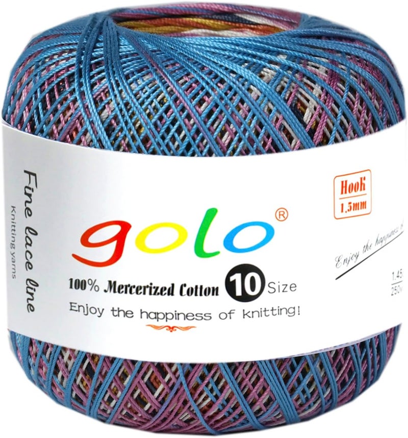 Golo Crochet Thread Size 10 Multicolored Yarn for Crocheting - Image 1