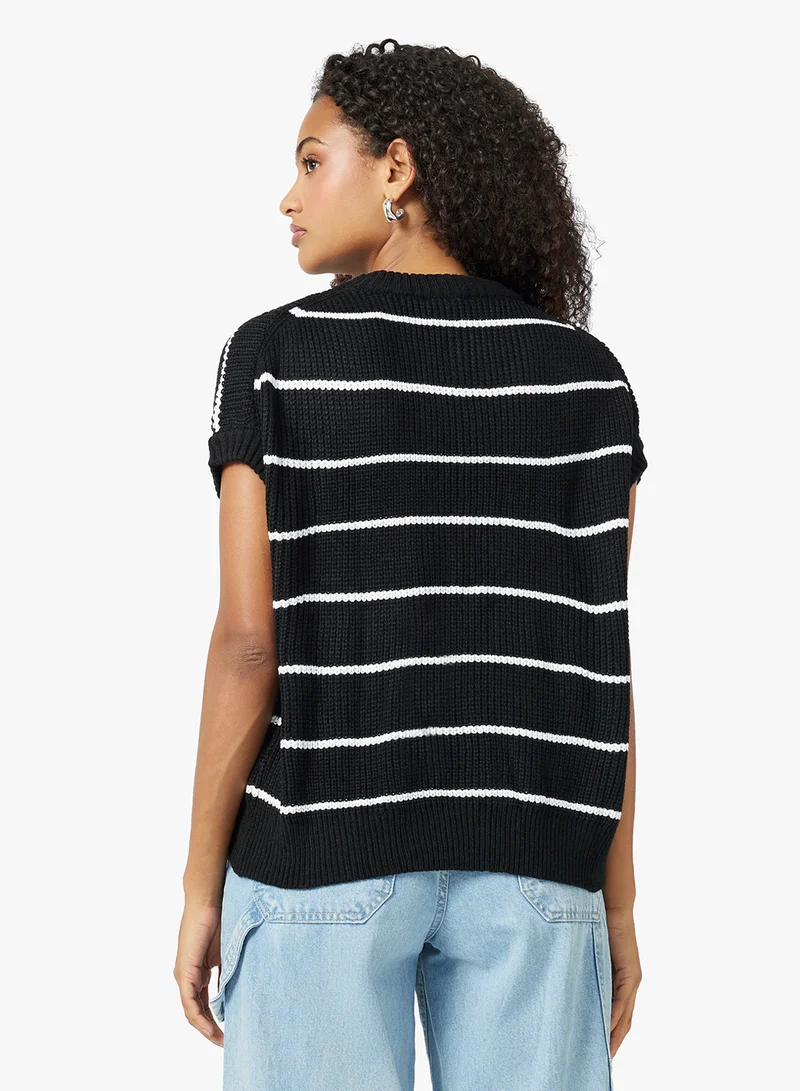 جينجر Crew Neck Stripe Sweater