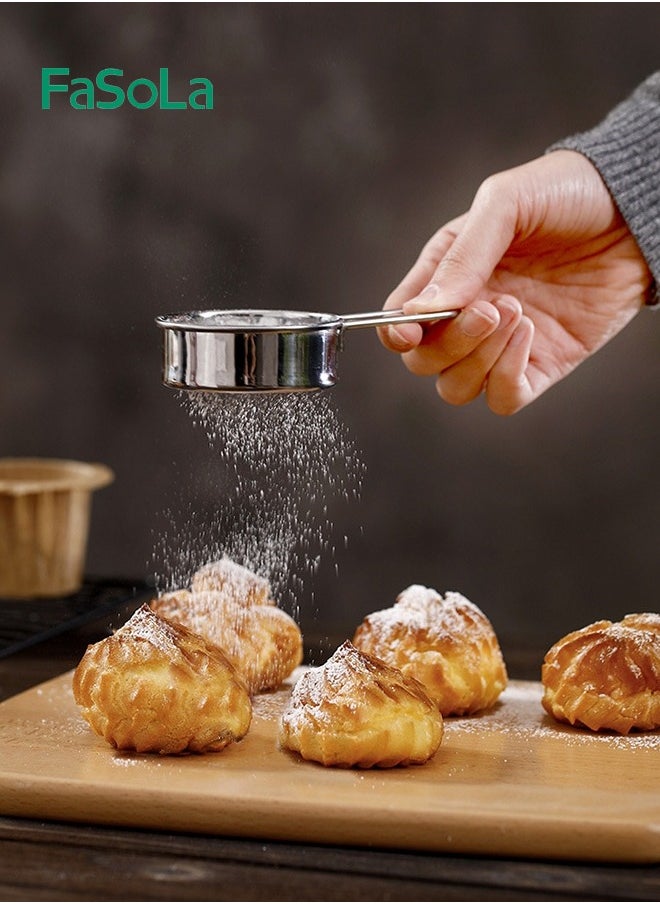 Fasola Stainless Steel Flour Sieve Handheld Fine Mesh Sieve Baking Tool Fine Powder For Home Baking Sugar Powder Filtration  - Image 2