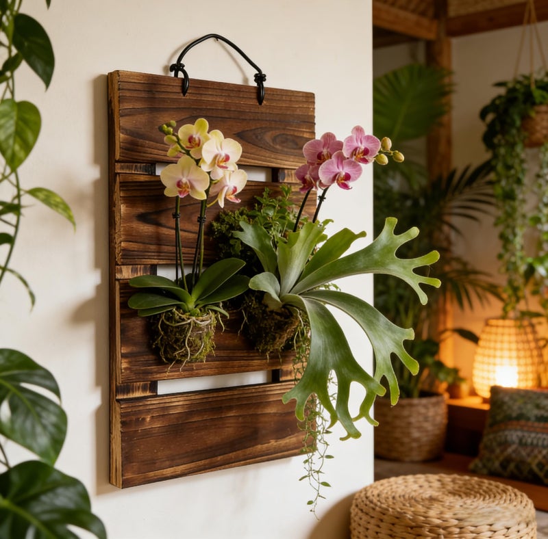Dranvosk Staghorn Fern Mounting Board Kit Wooden Wall Planter Hanging Plant Holder for Vertical PlantPlatycerium OrchidsSucculentsRectangular - Image 2