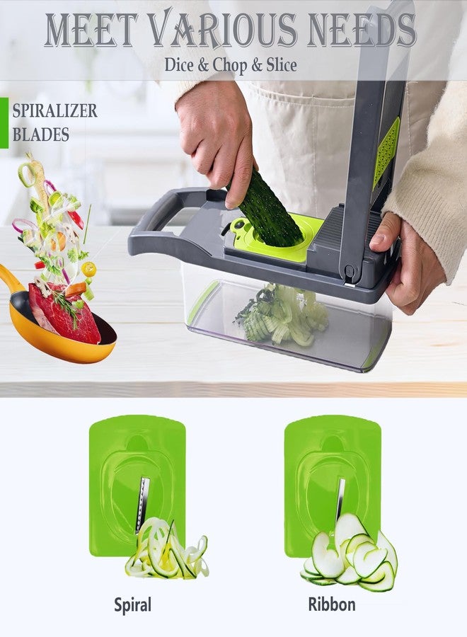 DEWPETON قطاعة خضراوات برو-سيريز 20 في 1، قطاعة ماندولين ديوبتون، قطاعة خضراوات، قطاعة طعام مع وعاء، قطاعة خضراوات وقطاعة حلزونية لسلطة البصل (أداة منزلية أساسية للمطبخ) - Image 5