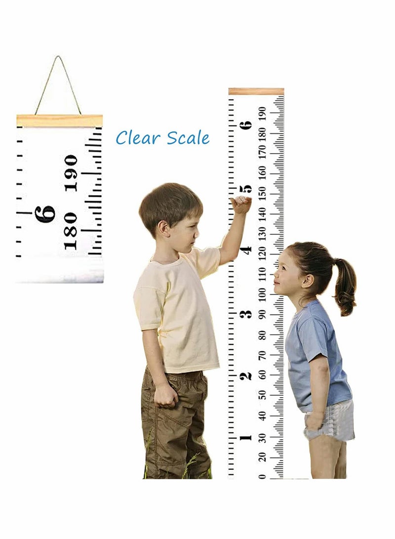 KASTWAVE Kids Baby Hanging Growth Chart, Hanging Ruler Wall Decor Ruler, Wood Frame Fabric Canvas Removable Height Measurement Ruler, for Kids, Toddlers, Babies 2 Pack (Dinosaurs, Basic Styles) - Image 2