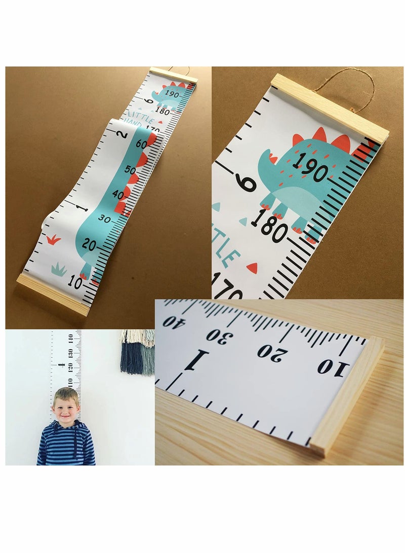 KASTWAVE Kids Baby Hanging Growth Chart, Hanging Ruler Wall Decor Ruler, Wood Frame Fabric Canvas Removable Height Measurement Ruler, for Kids, Toddlers, Babies 2 Pack (Dinosaurs, Basic Styles) - Image 4