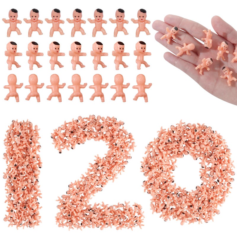 ZYFLSQ 120 Pcs Mini Babies for Baby Shower Games, 1 Inch Tiny Plastic Babies Bulk for My Water Broke Ice Cube, Mardi Gras King Cake Baby Figurines, Hide Hunt Games, Party Decorations Favors(Latin) - Image 1