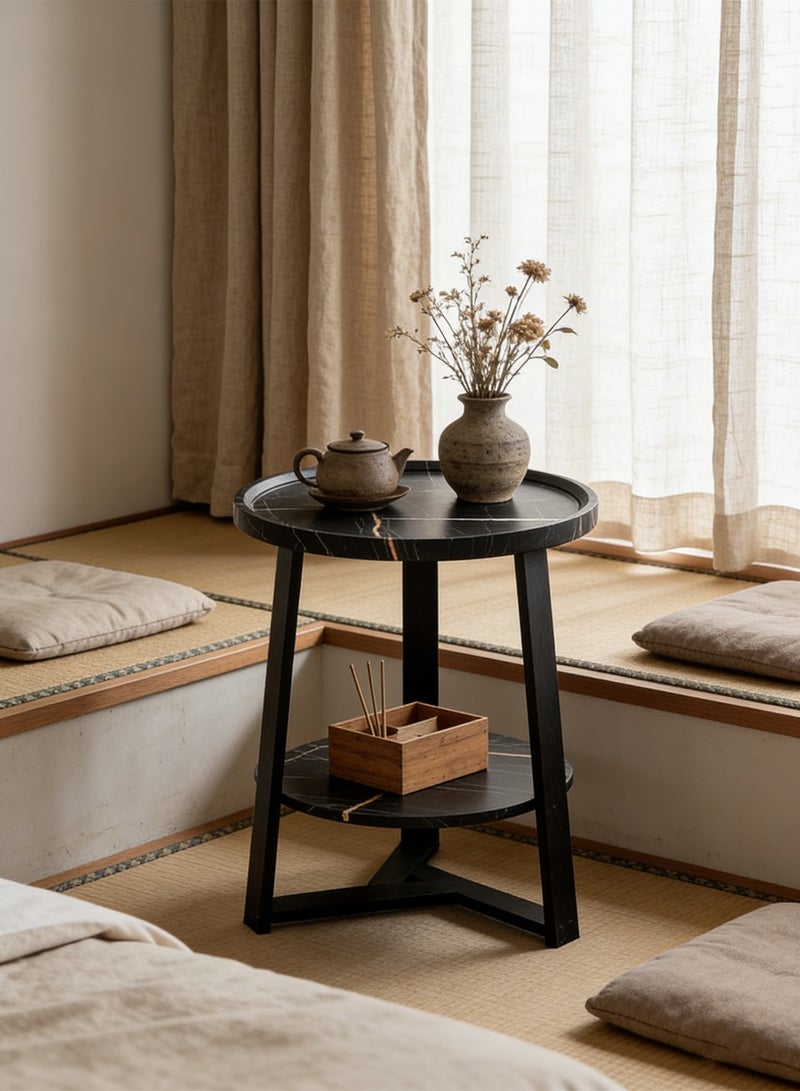 شاربدو طاولة جانبية صغيرة لغرفة المعيشة، مصنوعة من الفولاذ الكربوني المعالج بطبقة مزدوجة، مطلية بطبقة مقاومة للحرارة العالية، مقاس 60 × 60 × 60 سم - Image 2