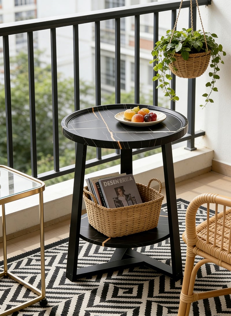 شاربدو طاولة جانبية صغيرة لغرفة المعيشة، مصنوعة من الفولاذ الكربوني المعالج بطبقة مزدوجة، مطلية بطبقة مقاومة للحرارة العالية، مقاس 60 × 60 × 60 سم - Image 4