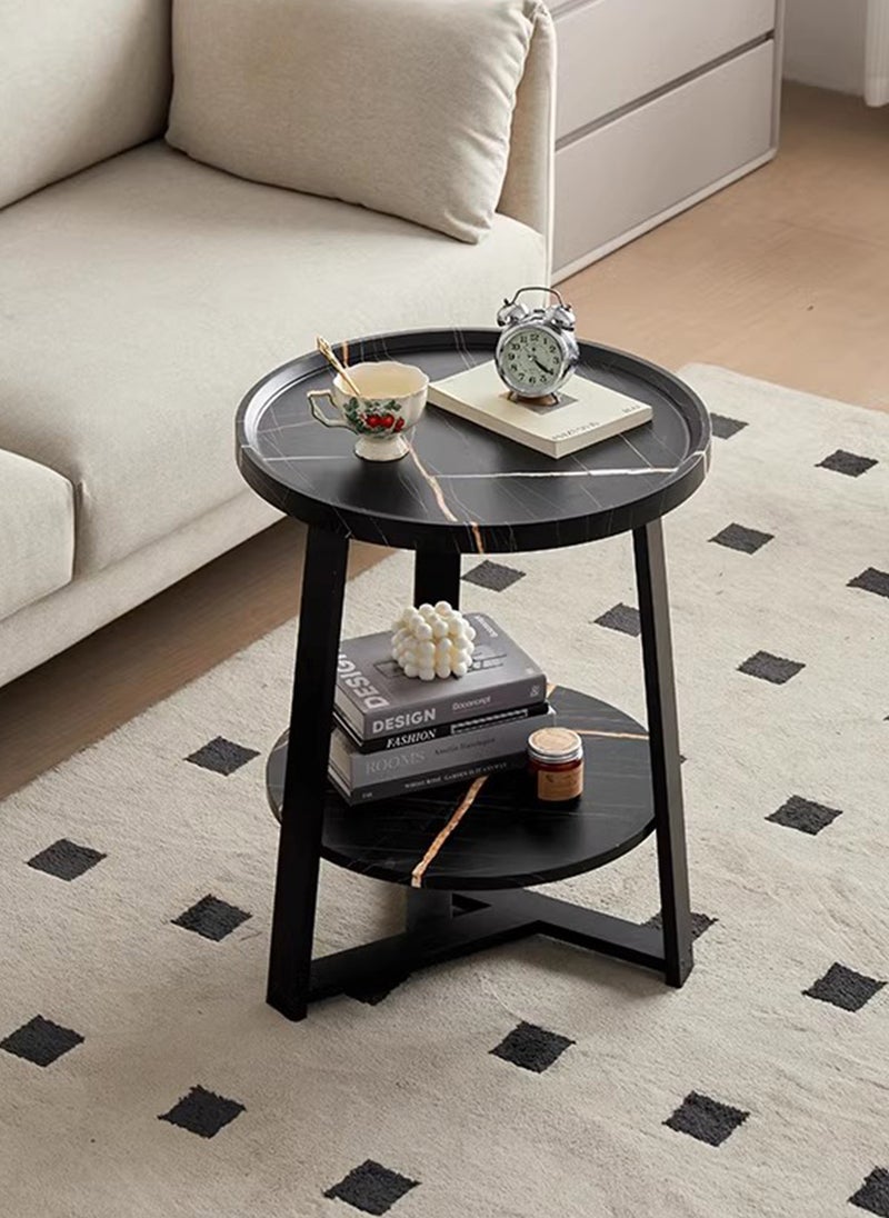 شاربدو طاولة جانبية صغيرة لغرفة المعيشة، مصنوعة من الفولاذ الكربوني المعالج بطبقة مزدوجة، مطلية بطبقة مقاومة للحرارة العالية، مقاس 60 × 60 × 60 سم - Image 1