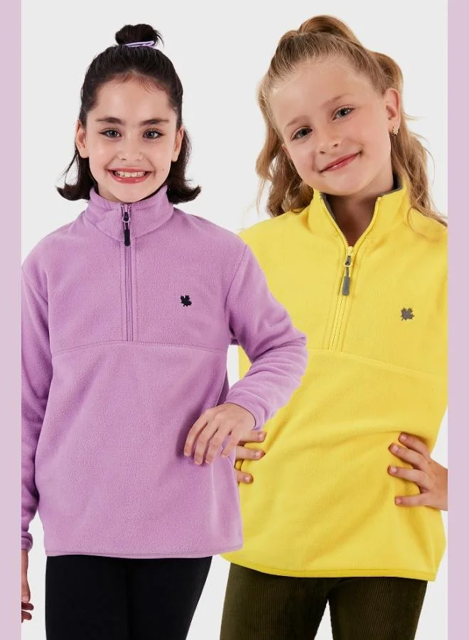 ليلا ليلا سترة قطبية للأطفال بسحاب وياقة واقفة نسيج ناعم عبوة من قطعتين