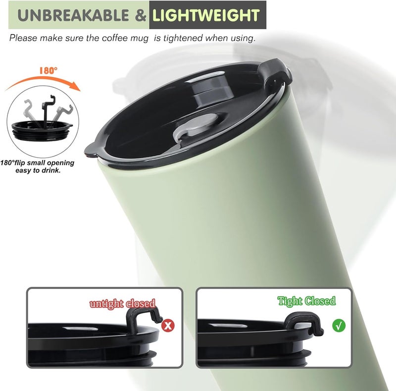 Greentainer 4 Pack Plastic Travel Coffee Mug Set, 20 oz Spill Proof Drinking Cups with Lids, Pobtable to Go Camping Coffee Tumbler Reusable Coffee Mugs with Lids, Dishwasher & Microwave Safe - Image 5