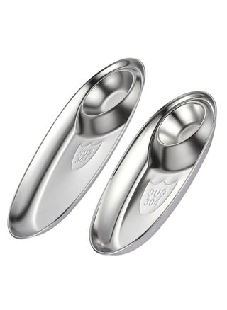 Chip and Dip Tray, 2 Pcs Sauce Dish Sushi Plates Seasoning Bowl Chip, Stainless Steel Sauce Dishes Oval Dumpling Plate French Fries Holder Multifunctional Snack Trays for Sushi Salads - pzsku/Z9DDB34EB9E1876E422C9Z/45/_/1716780458/a15daeaf-c35c-4d84-9838-d98686cde04f