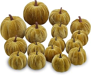 Woration 3 Size Artificial Pumpkins Decoration Set Fake Fall Fabric Velvet Pumpkins for Halloween Thanksgiving - Image 1