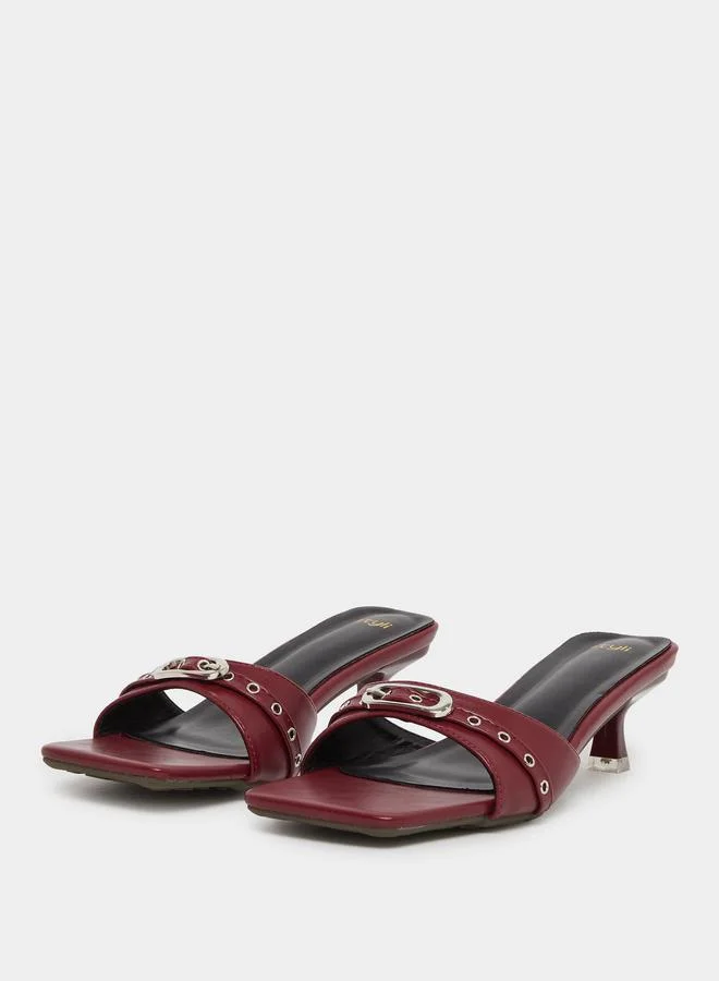 ستايلي Styli Buckled Detail Kitten Heel Sandals