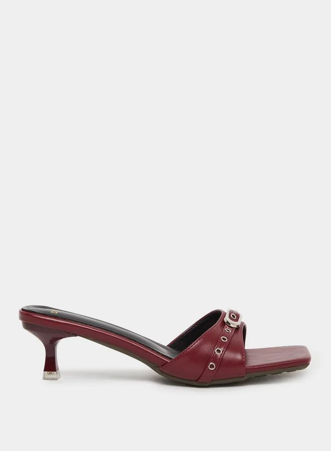 ستايلي Styli Buckled Detail Kitten Heel Sandals