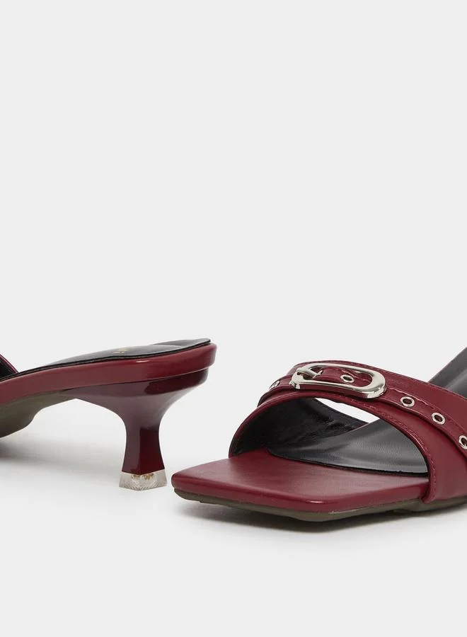 Styli Styli Buckled Detail Kitten Heel Sandals