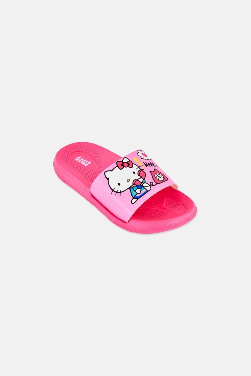 Sanrio Kids Girl Hello Kitty Slip On Slides, Pink - Image 1