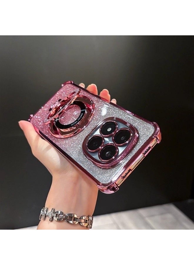 Magnetic Glitter for Xiaomi Redmi Note 15 Case， Camera Lens Protector，Sparkly Stand，Support Wireless Charging， Luxury Gradient Shockproof Xiaomi Redmi Note 15 5G Cover - Image 2