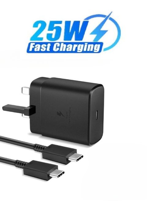 Triple fast charger 25W with Type-C port + Type-C charging cable - compatible with Samsung phones