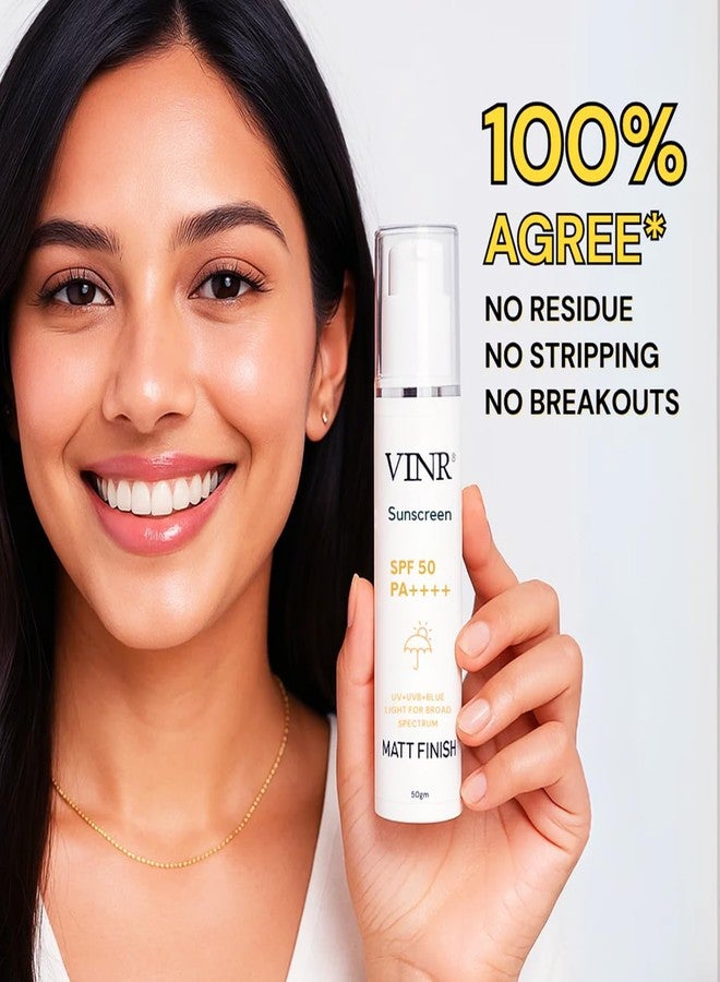 VINR واقي الشمس VINR غير اللامع SPF 50 PA+++ | تركيبة غير دهنية مع تونر للوجه بالنياسيناميد - واقي شمس للتحكم في الزيوت + تونر لتنقية المسام للاستخدام اليومي، عناية بالبشرة نظيفة ومختبرة من قبل أطباء الجلدية - Image 2