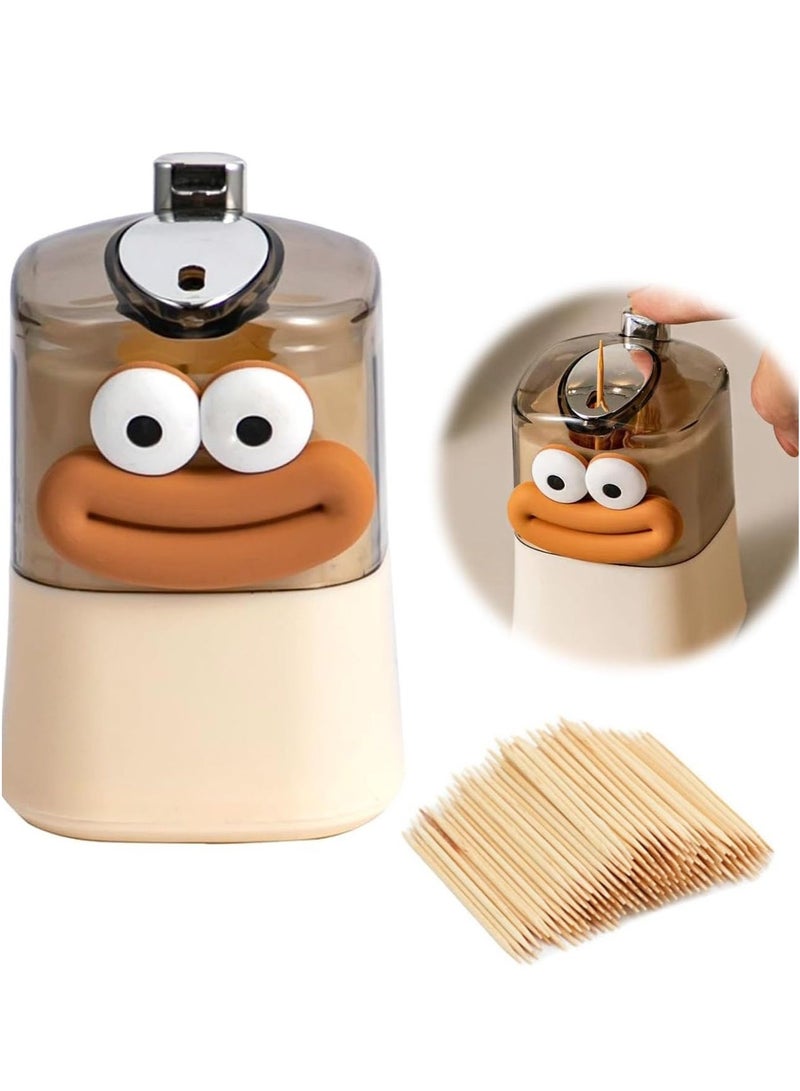 لطيف أوتوماتيكي منبثق حامل عصا الأسنان موزع، منبثق أوتوماتيكي حلو النقانق فم الديكور، الابتكار عصا الأسنان حاوية المطبخ، للمنزل غرفة المعيشة مطبخ المطعم (العيون الكبيرة لطيف) - Image 3