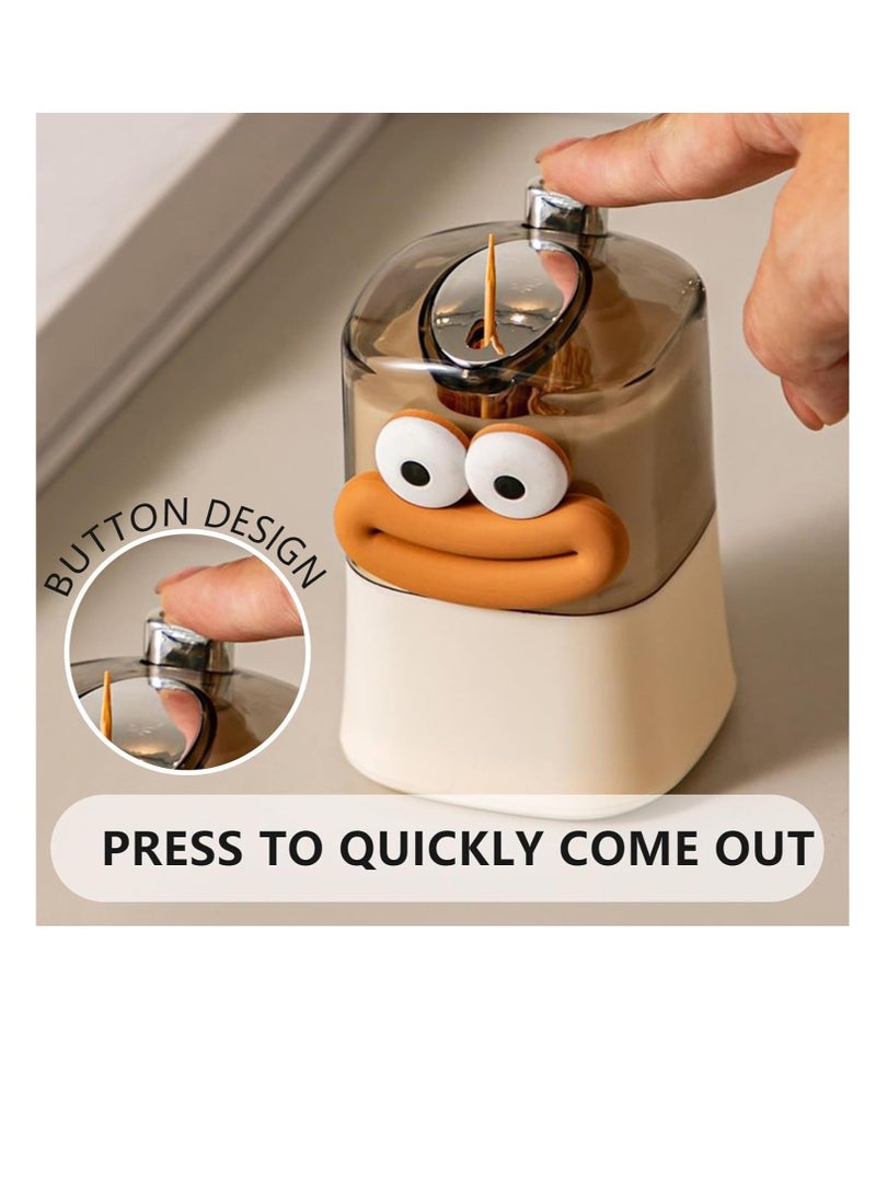 لطيف أوتوماتيكي منبثق حامل عصا الأسنان موزع، منبثق أوتوماتيكي حلو النقانق فم الديكور، الابتكار عصا الأسنان حاوية المطبخ، للمنزل غرفة المعيشة مطبخ المطعم (العيون الكبيرة لطيف) - Image 5