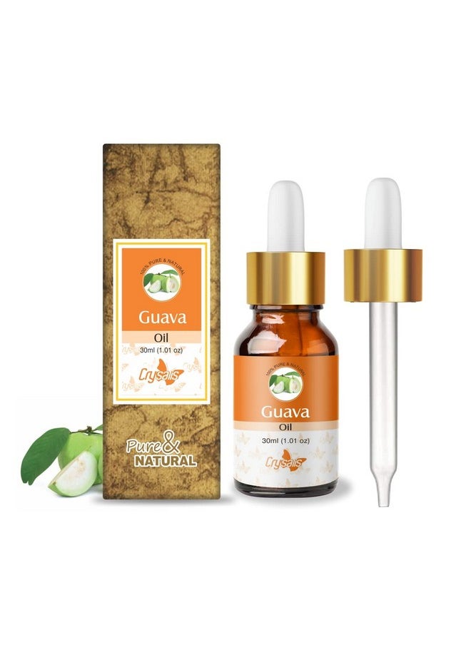 CRYSALIS Guava Oil - 100% Pure, Organic, Cold Pressed | Ideal For Glowing Skin, Healthy Hair, Nourished Face, Rich In Omega 3 | 30Ml With Dropper, Pack Of 1  - Image 1
