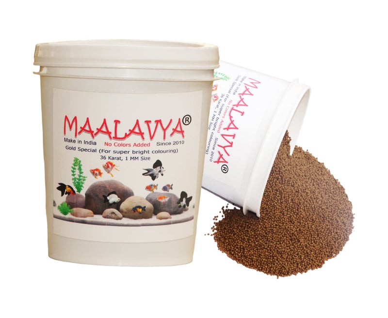 Maalavya Gold Special Aquarium Fish Food Pellet Small 1 MM Fish Feed (Good Fish Food for Aquarium 36 Karat) Fast Growth 500 gm Fish Aquarium Food Fish Pellet Fish Food Feed - Image 1
