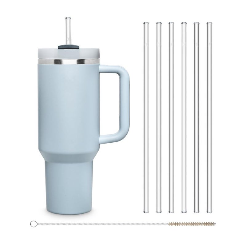 Halm Glass Straws 6x 12 inch Long Replacement Straw for Stanley Quencher Cup 40 oz 30 oz PlasticFree Cleaning Brush Reusable Drinking Straw Dishwasher Safe Made in Germany
