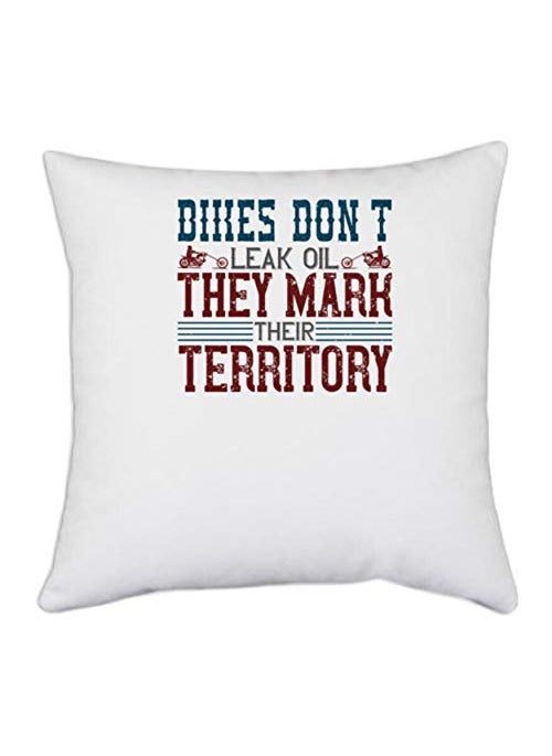 UDNAG UDNAG White Polyester Motorcycle Bikes Dont Leak Oil They Mark Their Territory Pillow Cover 16 Inch X 16 Inch 