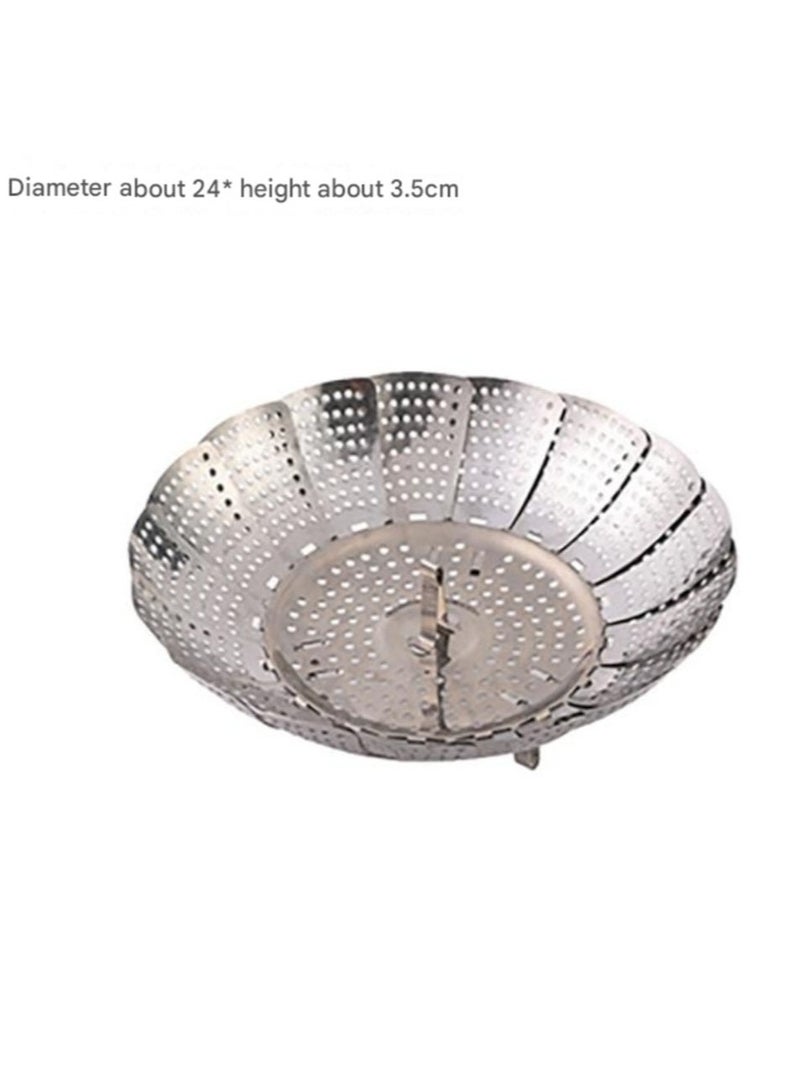 Jingke Stainless Steel Folding Steamer Rack Steamer Household Multifunctional Water-proof Steaming Rack Steamed Vegetable Rack Retractable Steaming Tray - Image 2