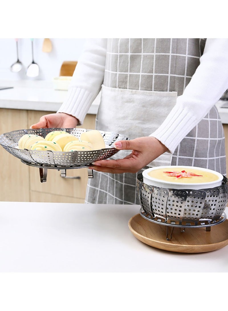 Jingke Stainless Steel Folding Steamer Rack Steamer Household Multifunctional Water-proof Steaming Rack Steamed Vegetable Rack Retractable Steaming Tray - Image 4